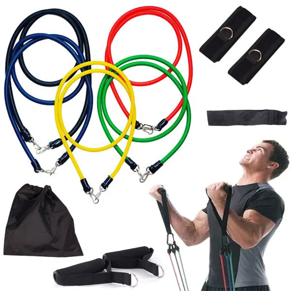 11 Pcs Resistance Bands Set Tube Gym Exercise Set Yoga Fitness