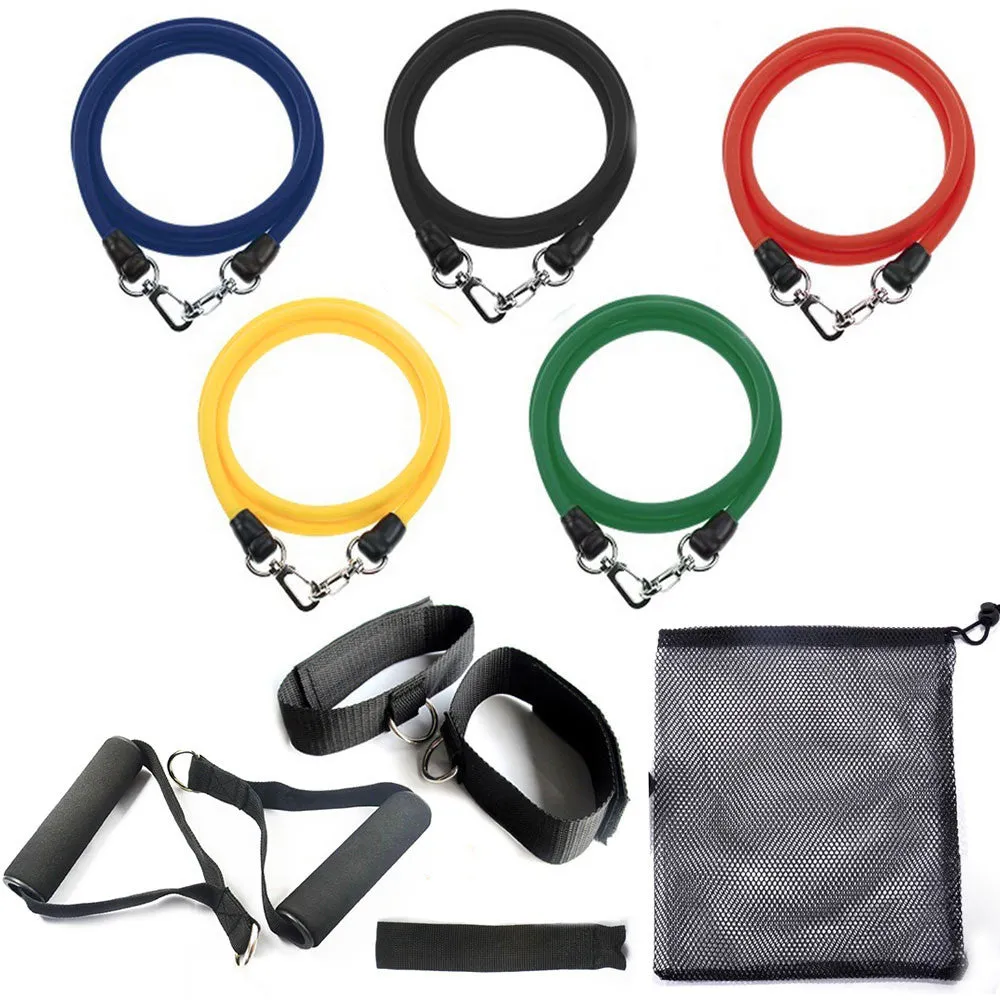 11 Pcs Resistance Bands Set Tube Gym Exercise Set Yoga Fitness