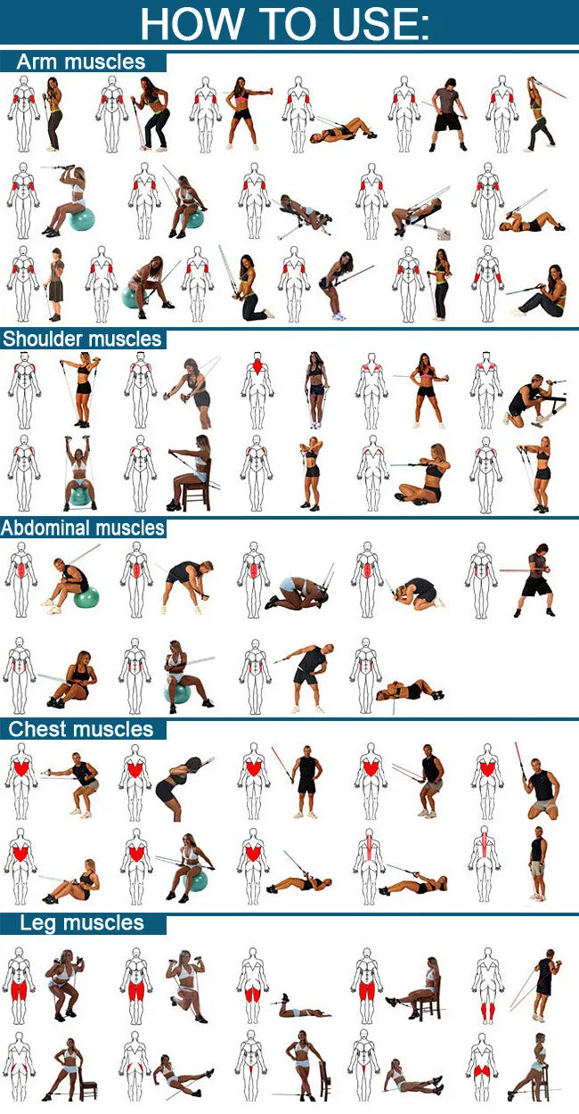 11 Pcs Resistance Bands Set Tube Gym Exercise Set Yoga Fitness