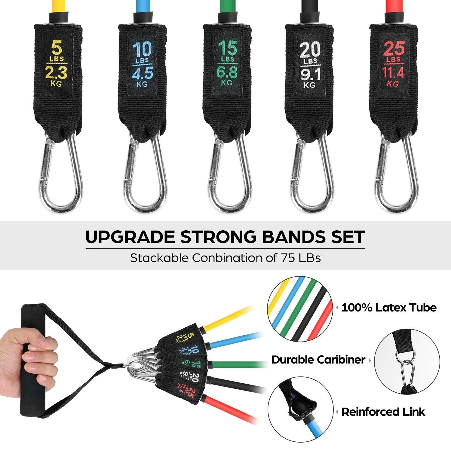 16-Pieces: Resistance Bands Set for Burning Fat & Muscle Strength