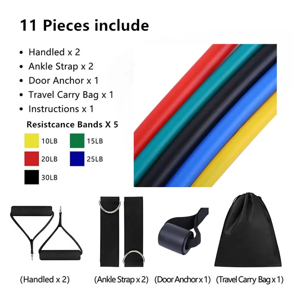 17 Pieces Latex Resistance Bands Yoga Tubes