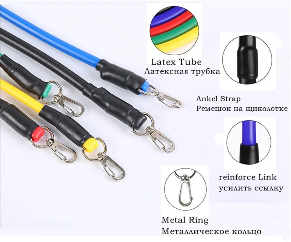 17 Pieces Latex Resistance Bands Yoga Tubes