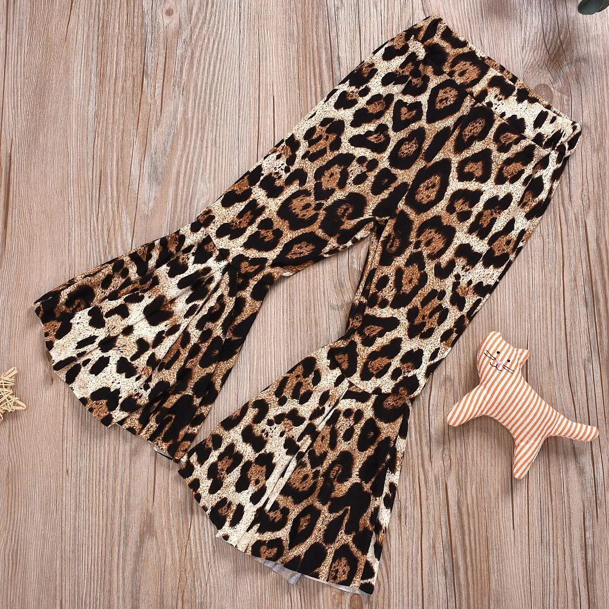 2-piece Ruffle Long Sleeve T-shirt & Leopard Flares for Baby Girl