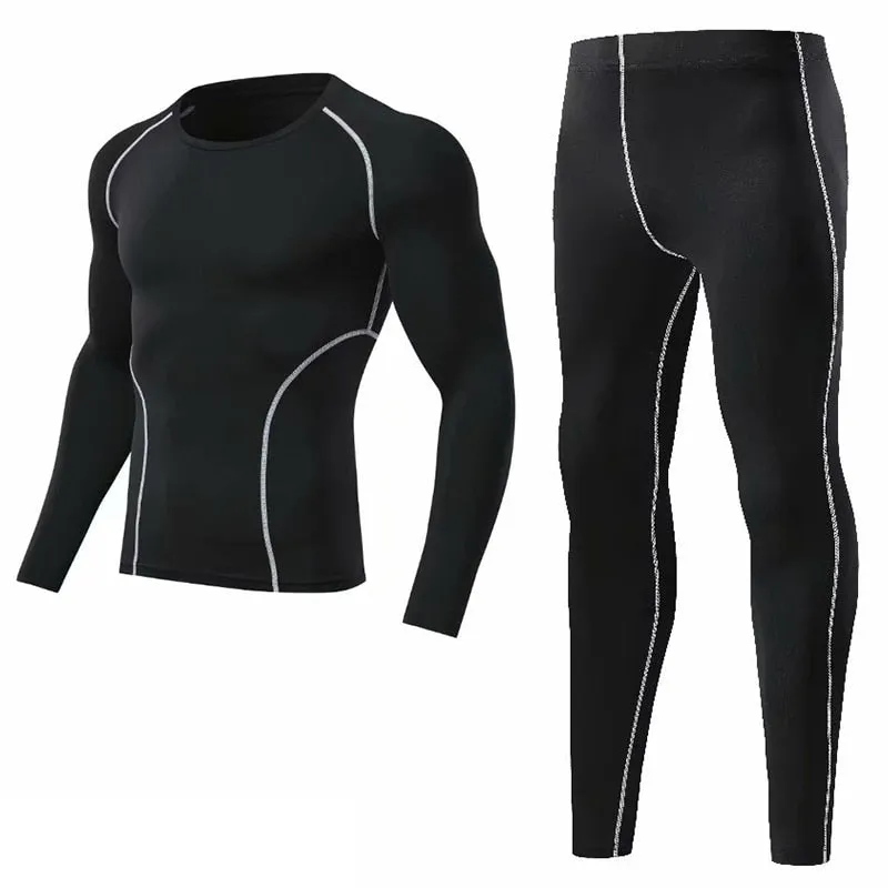 3pcs / Set Workout Male Sport Suit Gym Compression Clothes Fitness Running Jogging Sport Wear Exercise Workout Tights