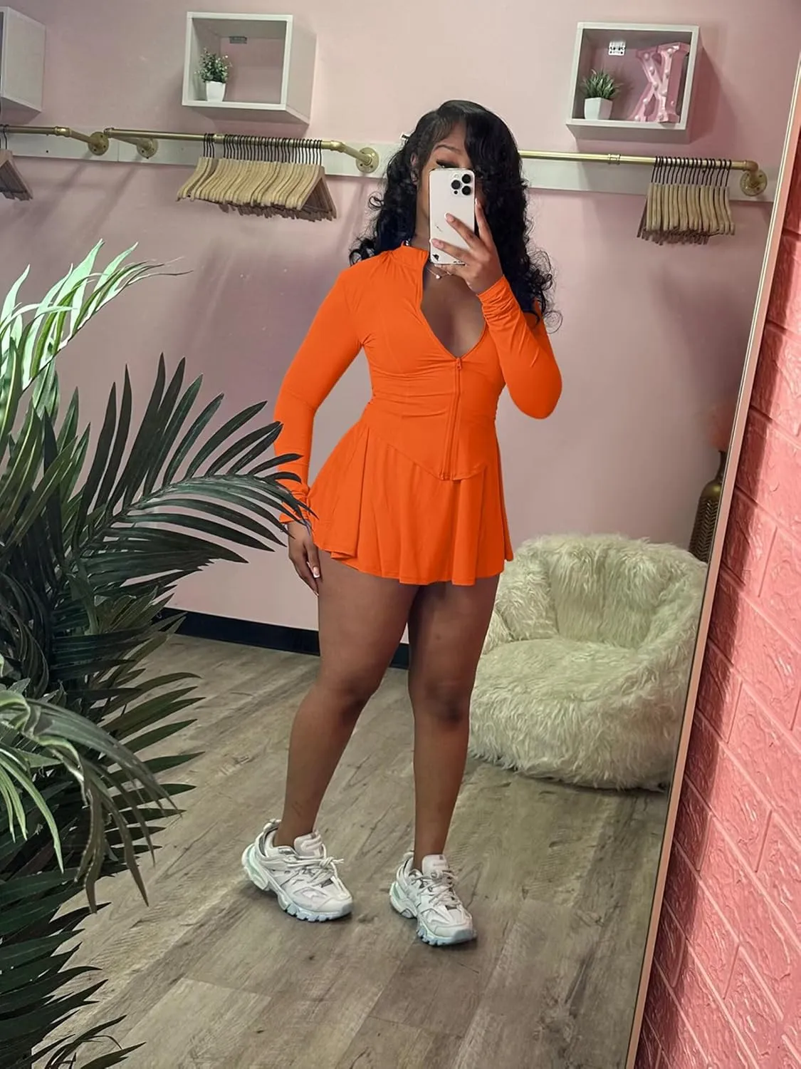 Adogirl Womens Sexy Flared Tennis Skirt Sets Slim Zip Up Jacket 2 Piece Outfits Athletic Matching Mini Dress with Shorts