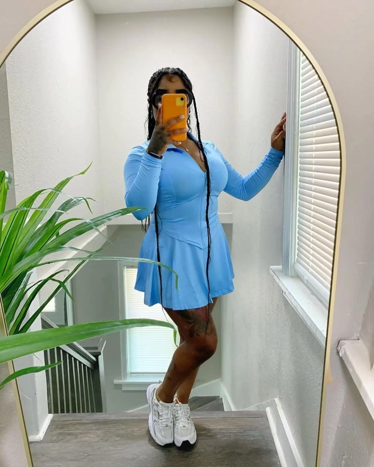 Adogirl Womens Sexy Flared Tennis Skirt Sets Slim Zip Up Jacket 2 Piece Outfits Athletic Matching Mini Dress with Shorts