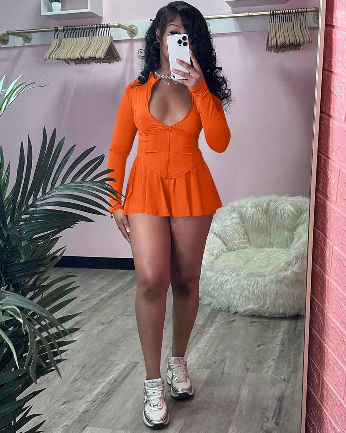 Adogirl Womens Sexy Flared Tennis Skirt Sets Slim Zip Up Jacket 2 Piece Outfits Athletic Matching Mini Dress with Shorts