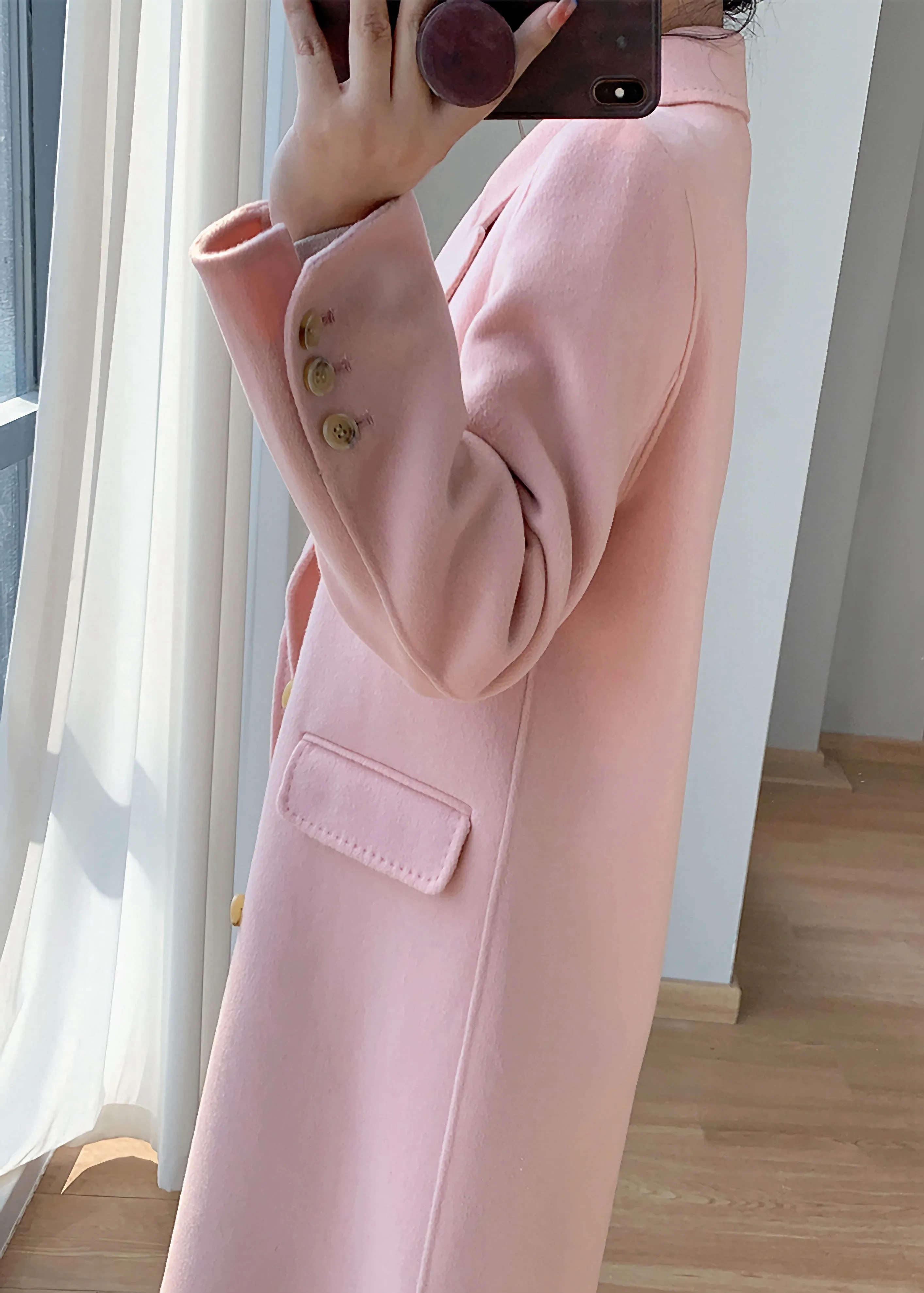 Alina Double Breasted Wool Overcoat