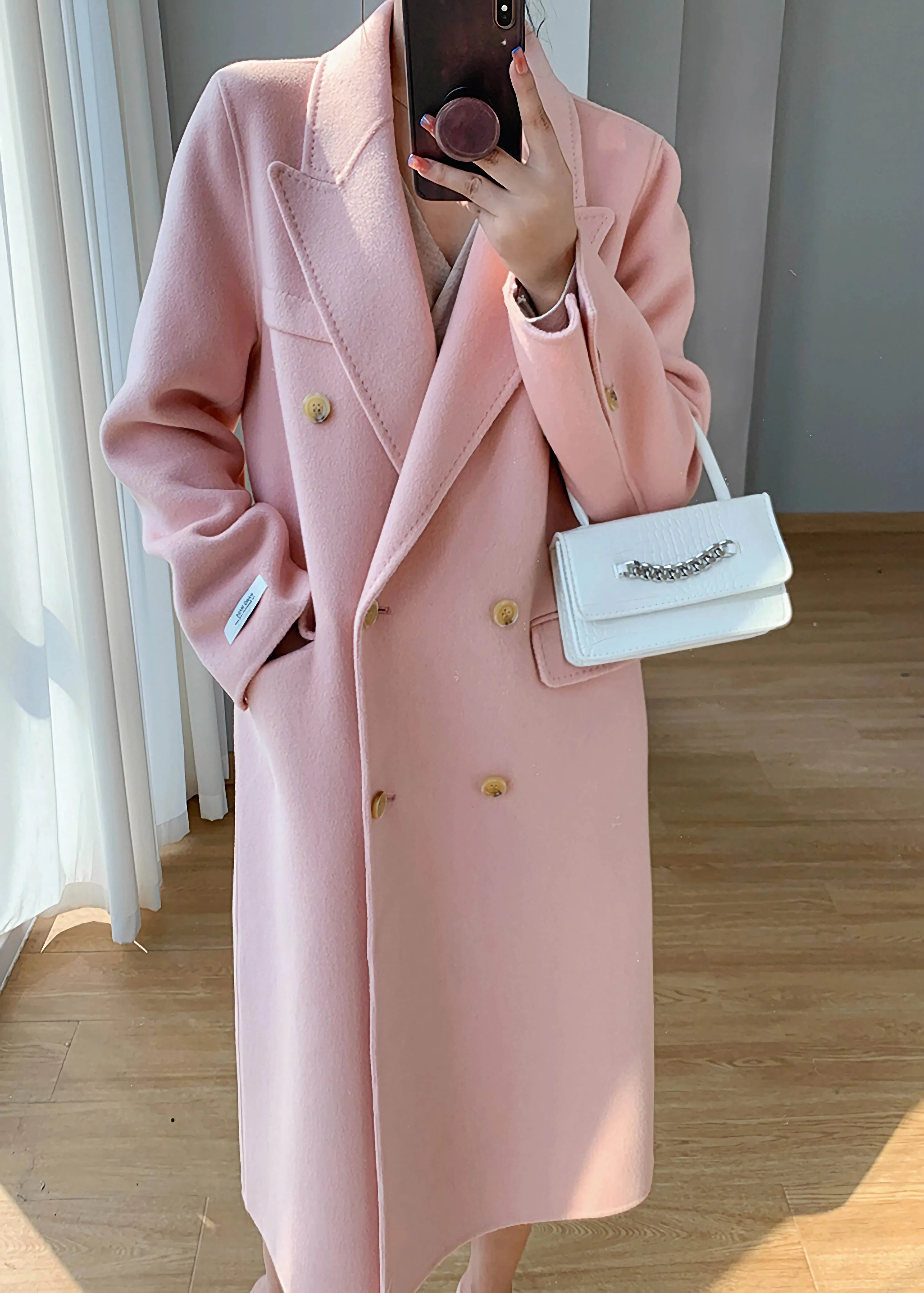 Alina Double Breasted Wool Overcoat