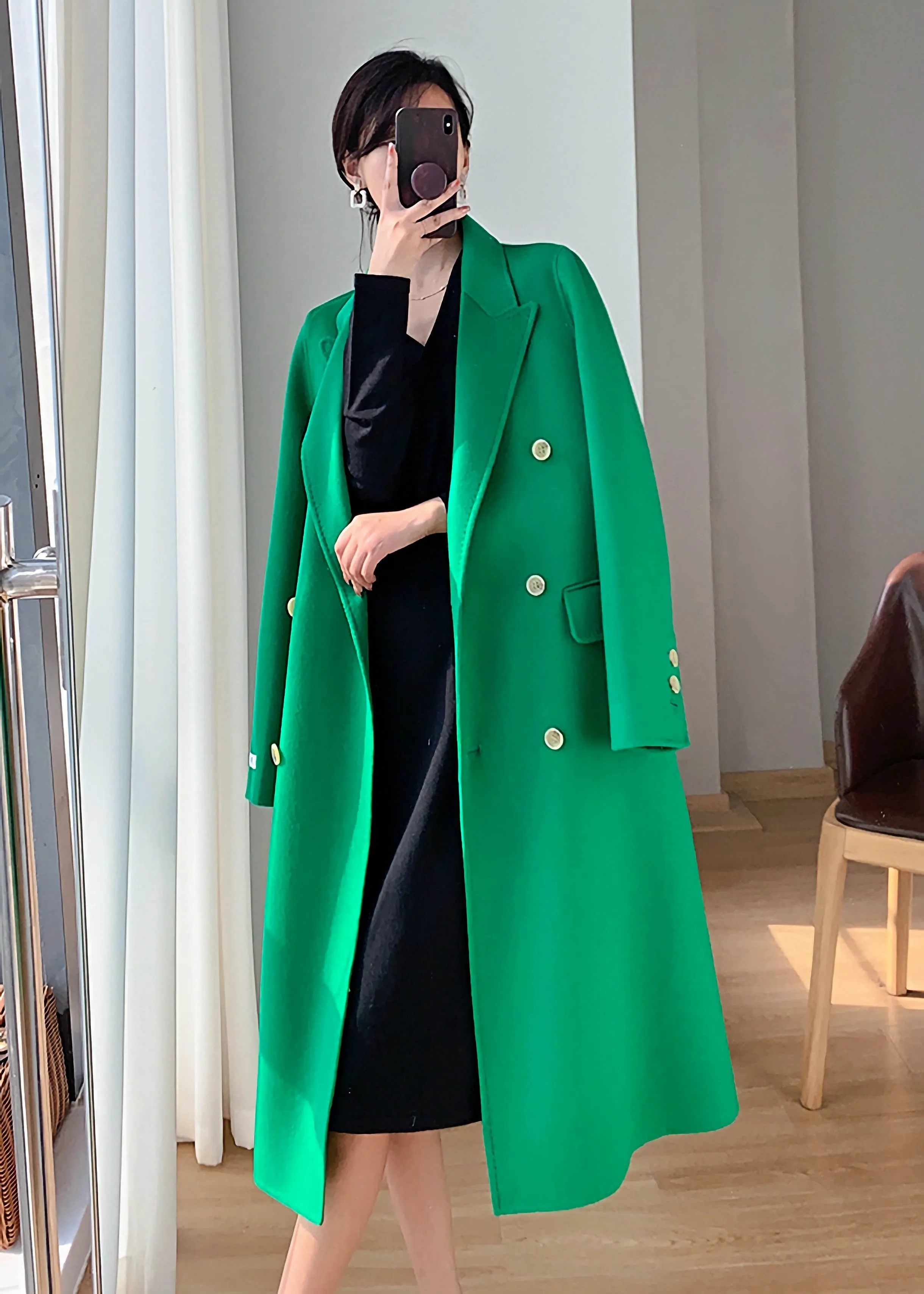 Alina Double Breasted Wool Overcoat