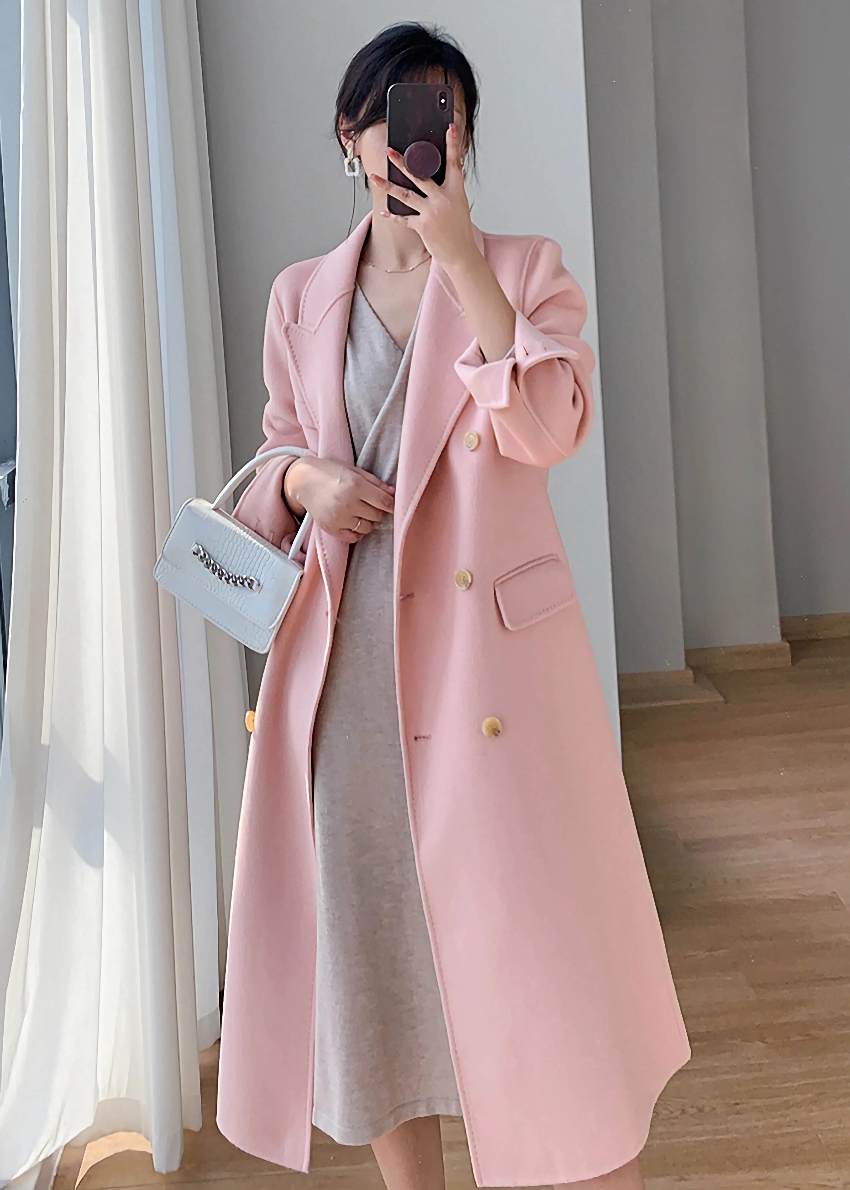 Alina Double Breasted Wool Overcoat