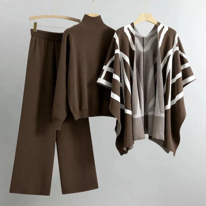 Amalia – Striped open cardigan – Three-piece ensemble
