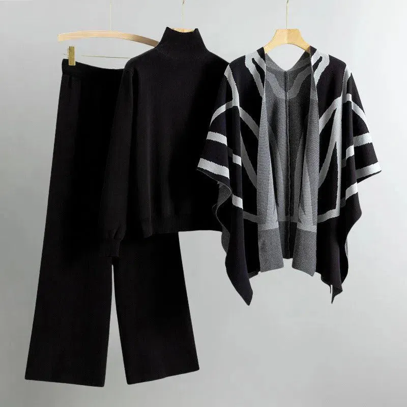 Amalia – Striped open cardigan – Three-piece ensemble