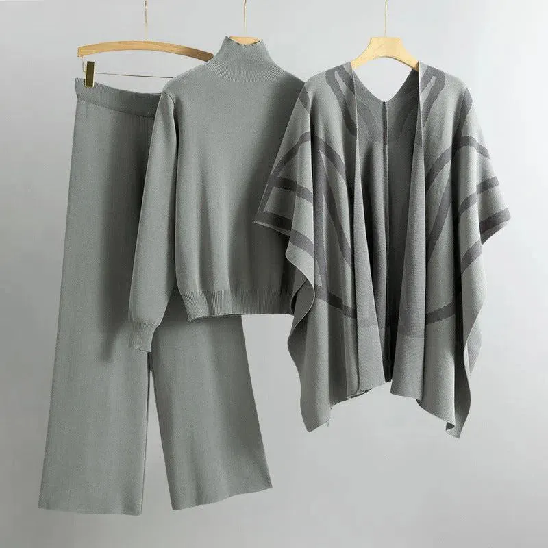 Amalia – Striped open cardigan – Three-piece ensemble