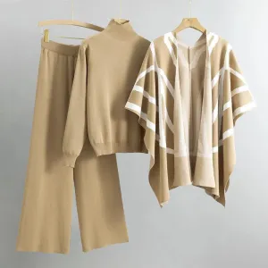 Amalia – Striped open cardigan – Three-piece ensemble