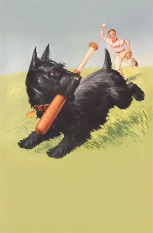 AS-216 Scottie Dog with Bat - Vintage Image