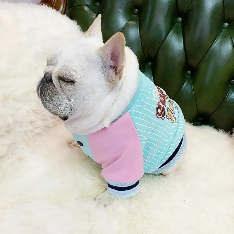 Baseball Uniform for Small Dogs - Thick Puppy Outfit for Fall/Winter - Stylish Pet Apparel for French Bulldog, Pug, Teddy, Corgi