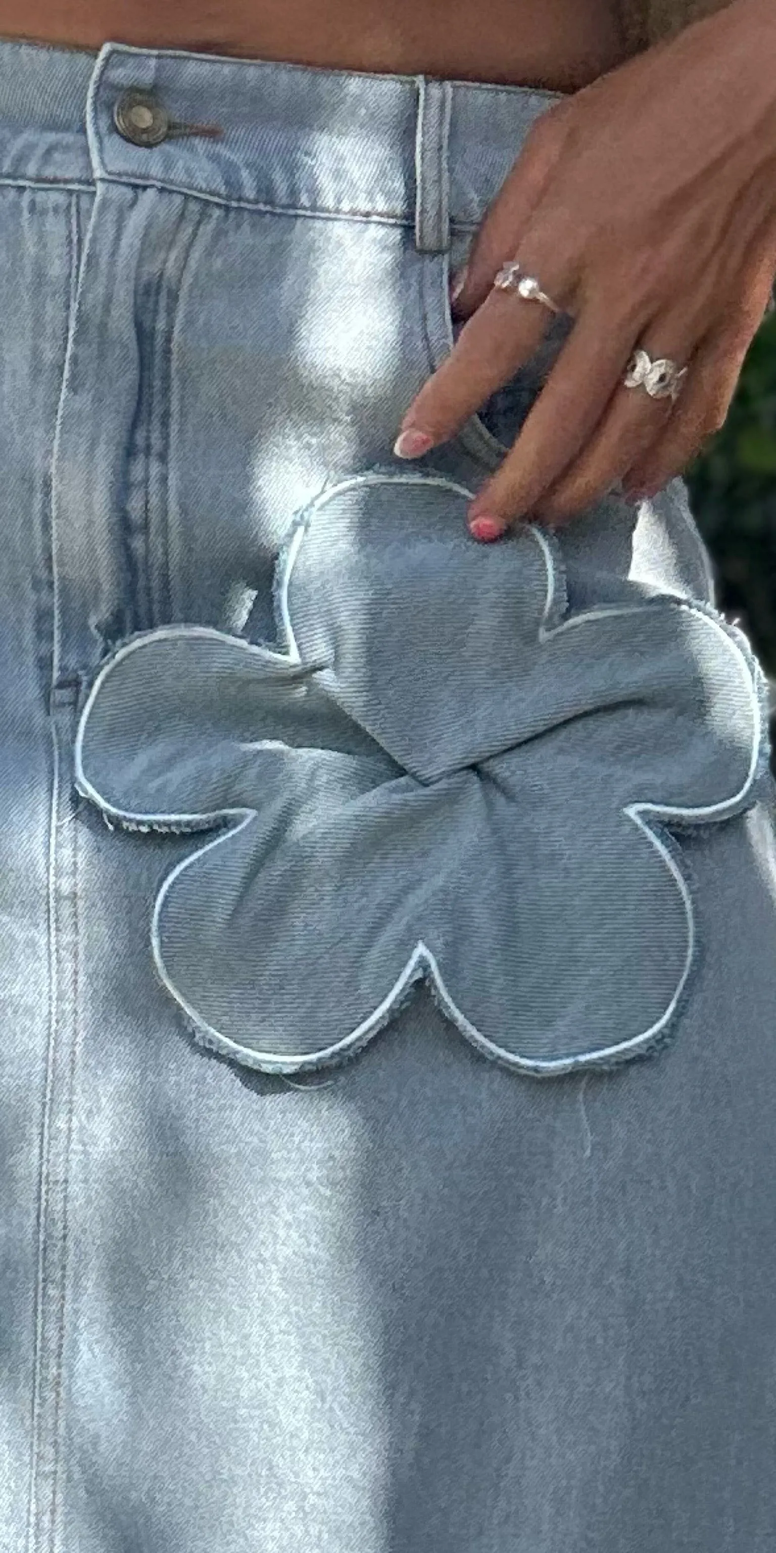 Big Flowers Denim Skirt