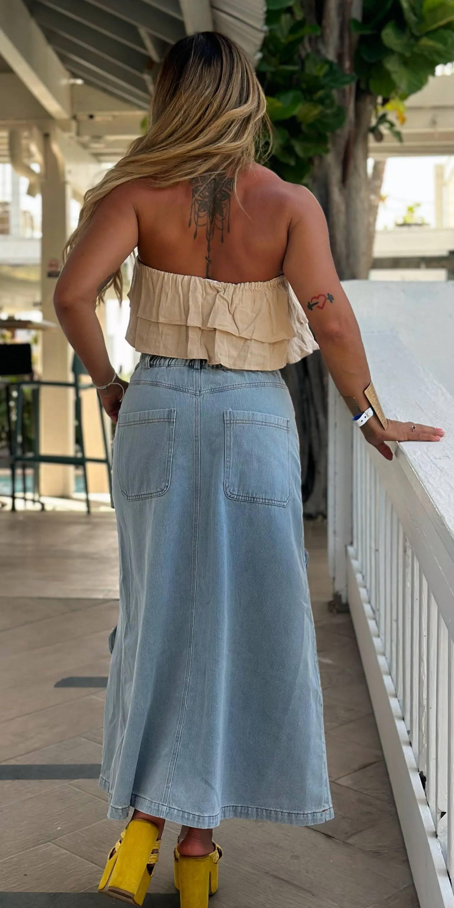 Big Flowers Denim Skirt