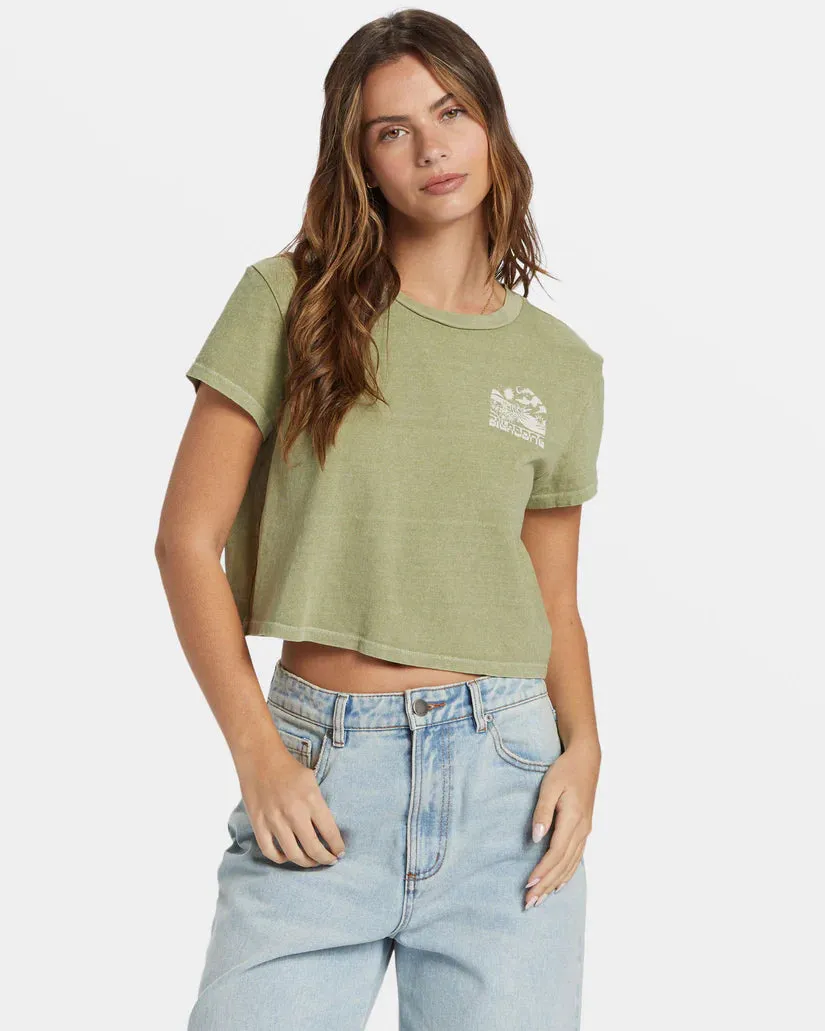BILLABONG WHITE NOISE CROP WOMENS TEE - AVOCADO GREEN