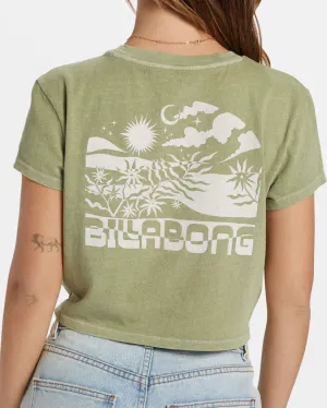 BILLABONG WHITE NOISE CROP WOMENS TEE - AVOCADO GREEN