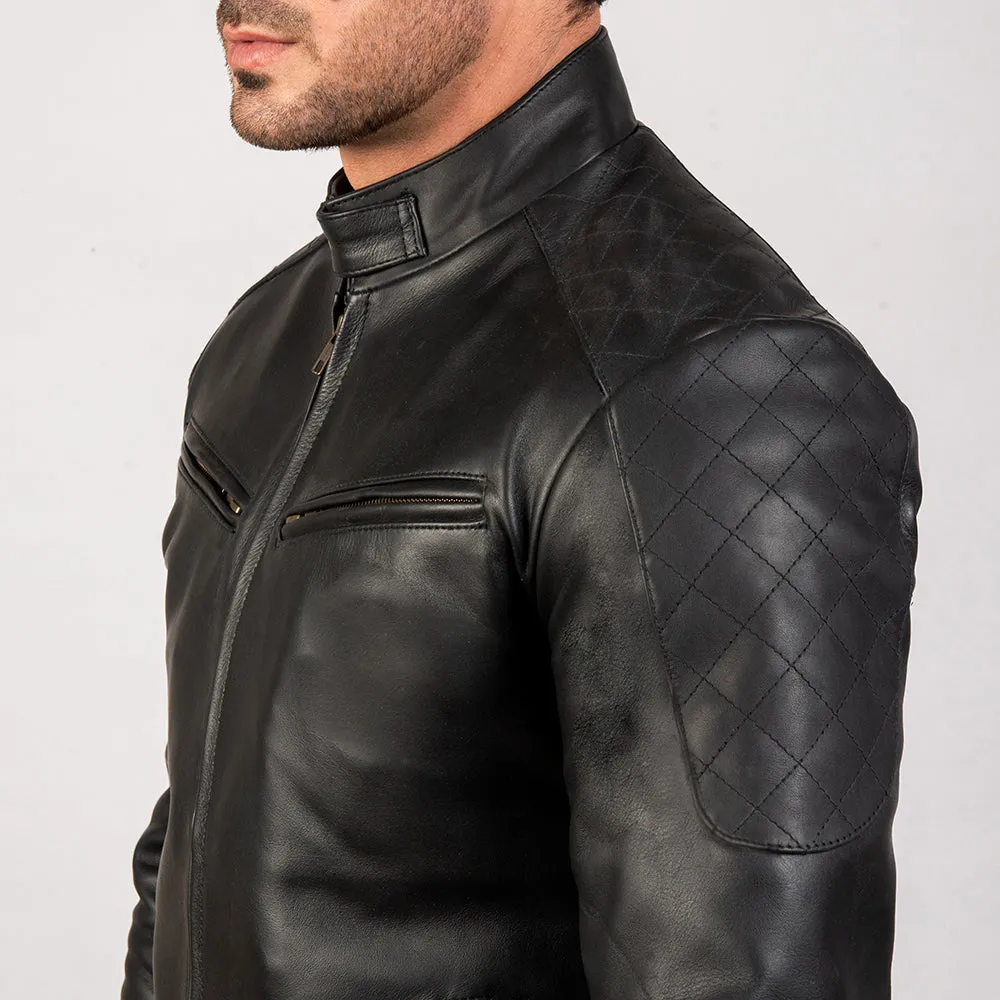 Black Leather Bomber Jacket