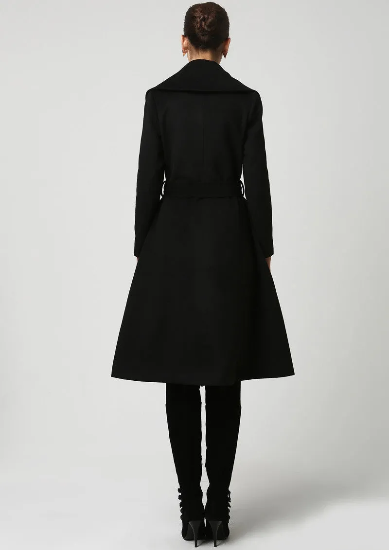 Black wool coat 1103#