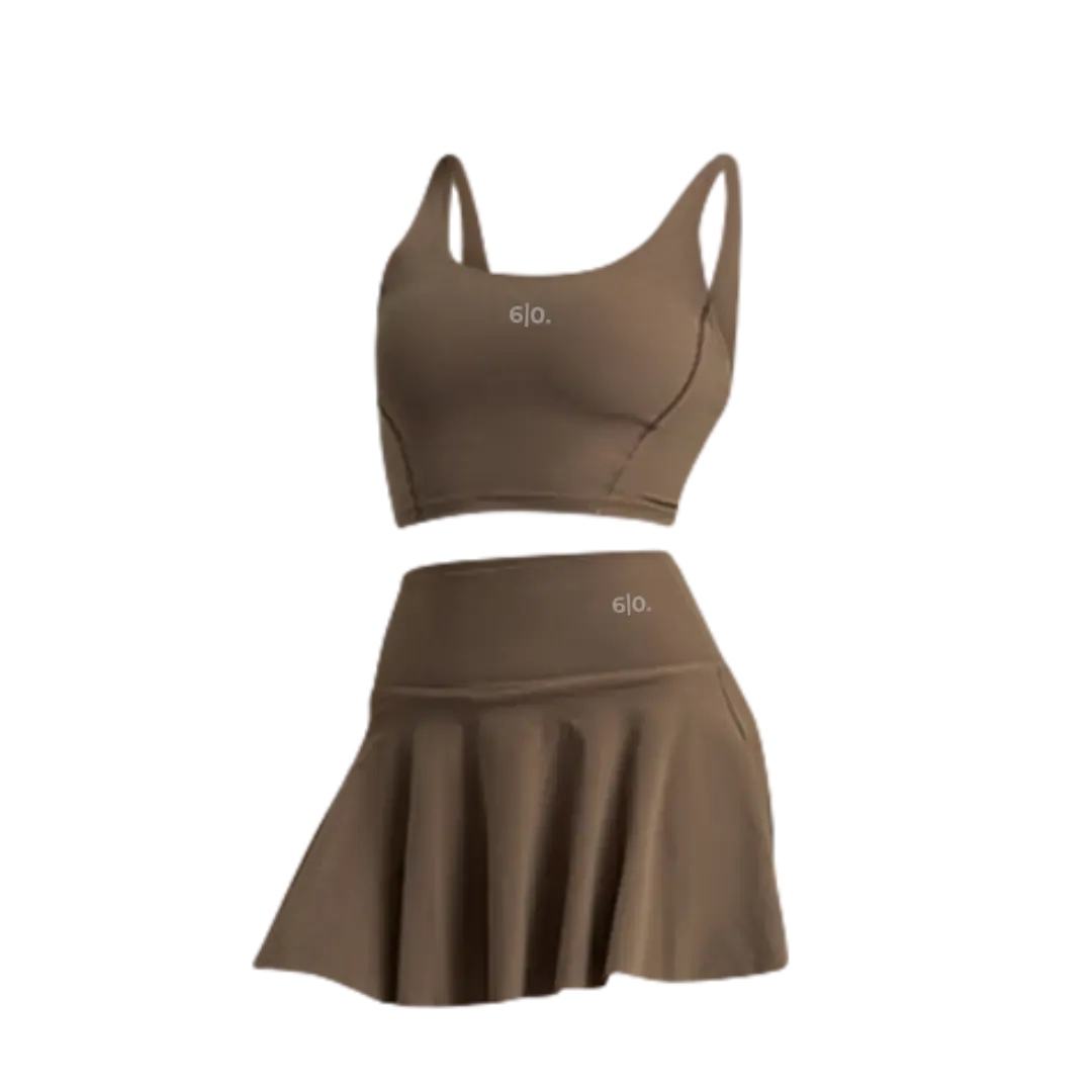 Brown Bra top & skirt set