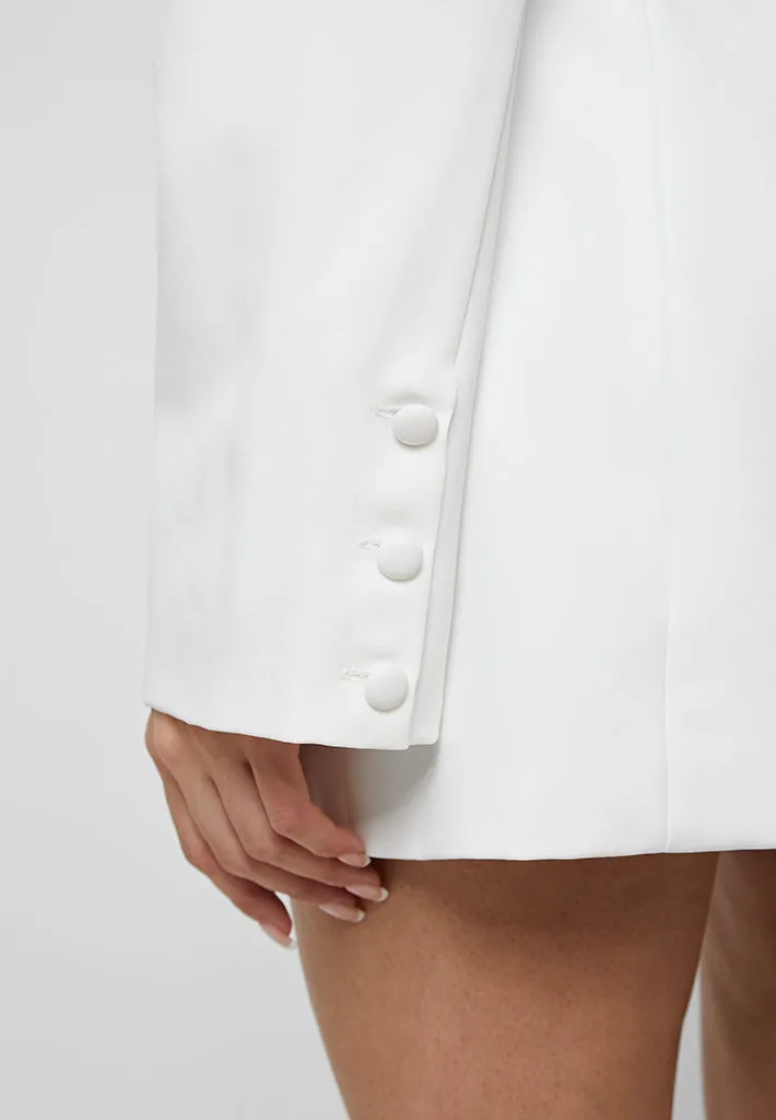 Chain Belted Blazer Dress - White