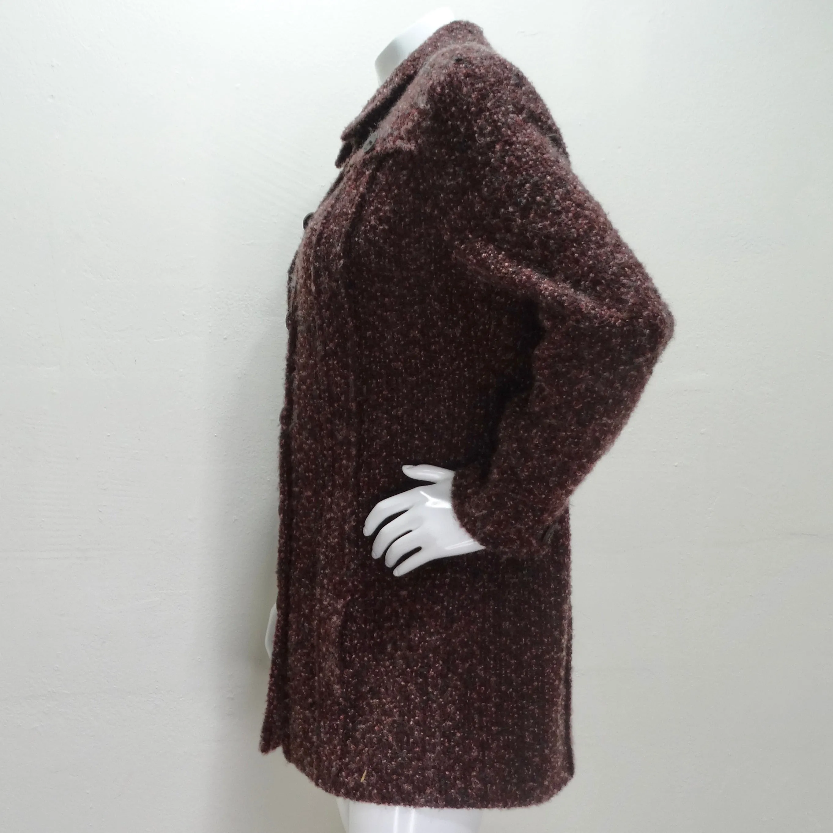 Chanel 2002 Burgundy Wool Tweed Blazer Dress