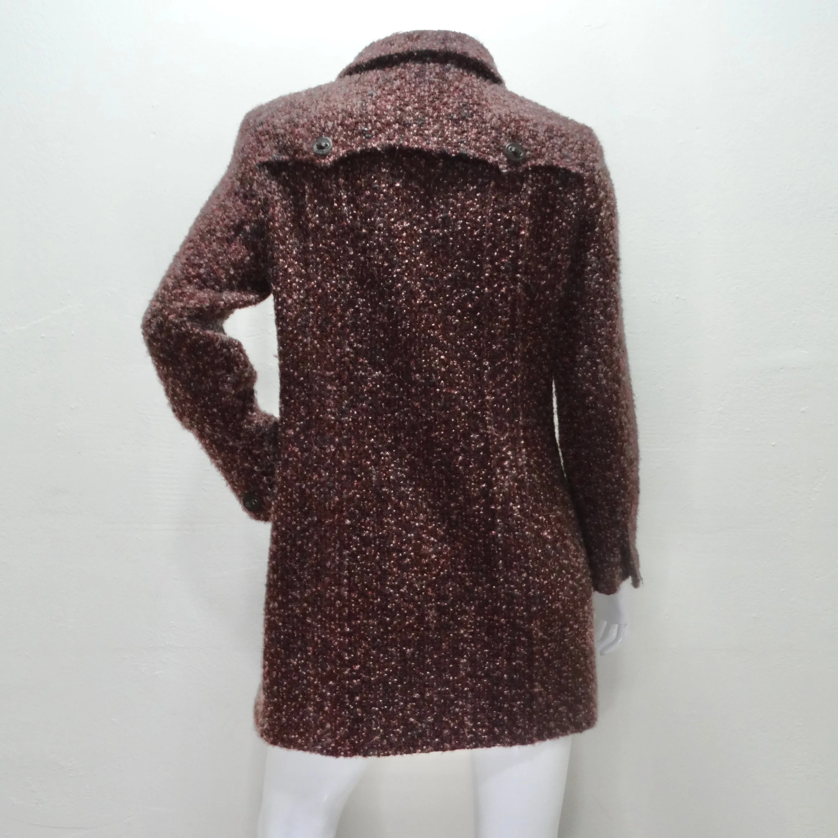 Chanel 2002 Burgundy Wool Tweed Blazer Dress