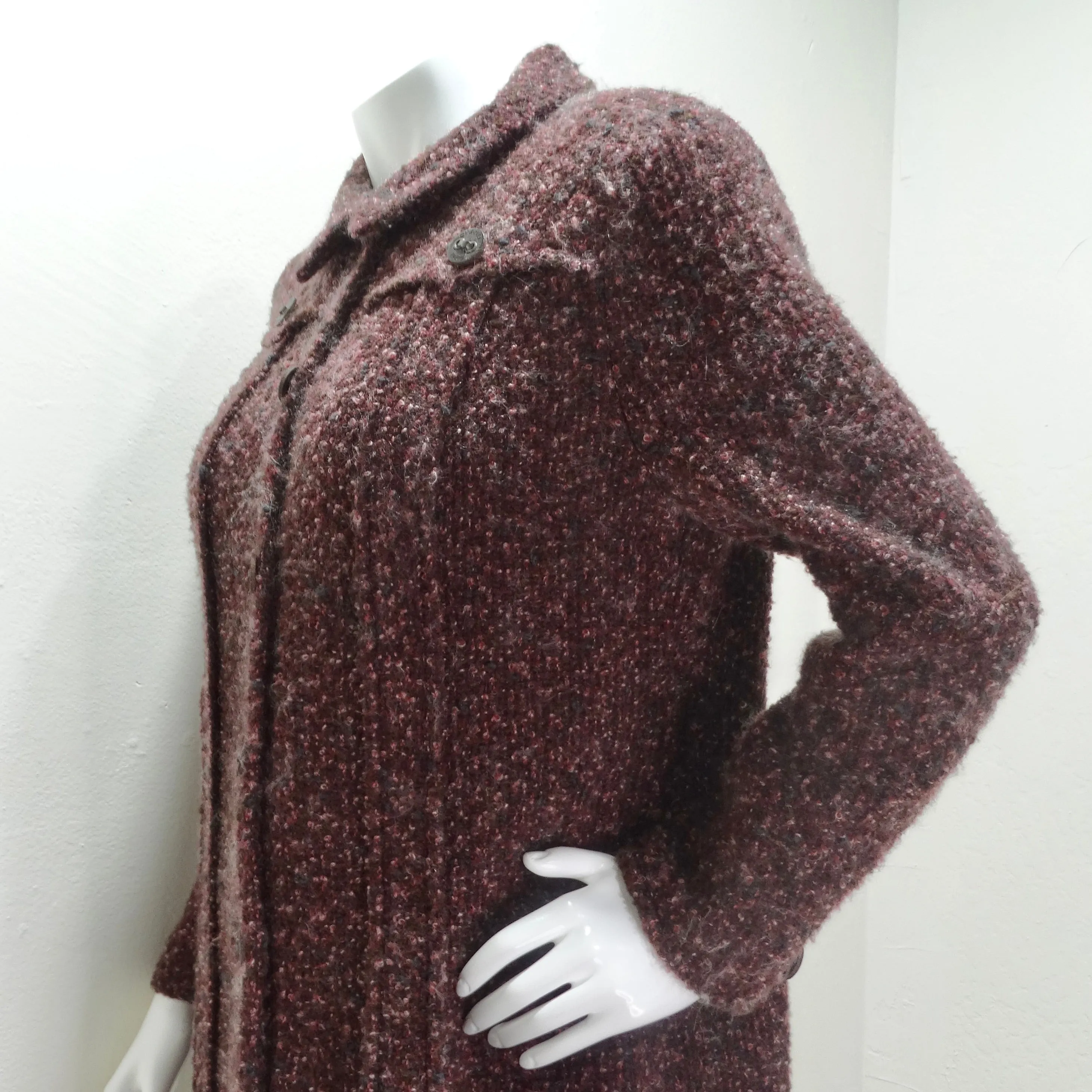 Chanel 2002 Burgundy Wool Tweed Blazer Dress