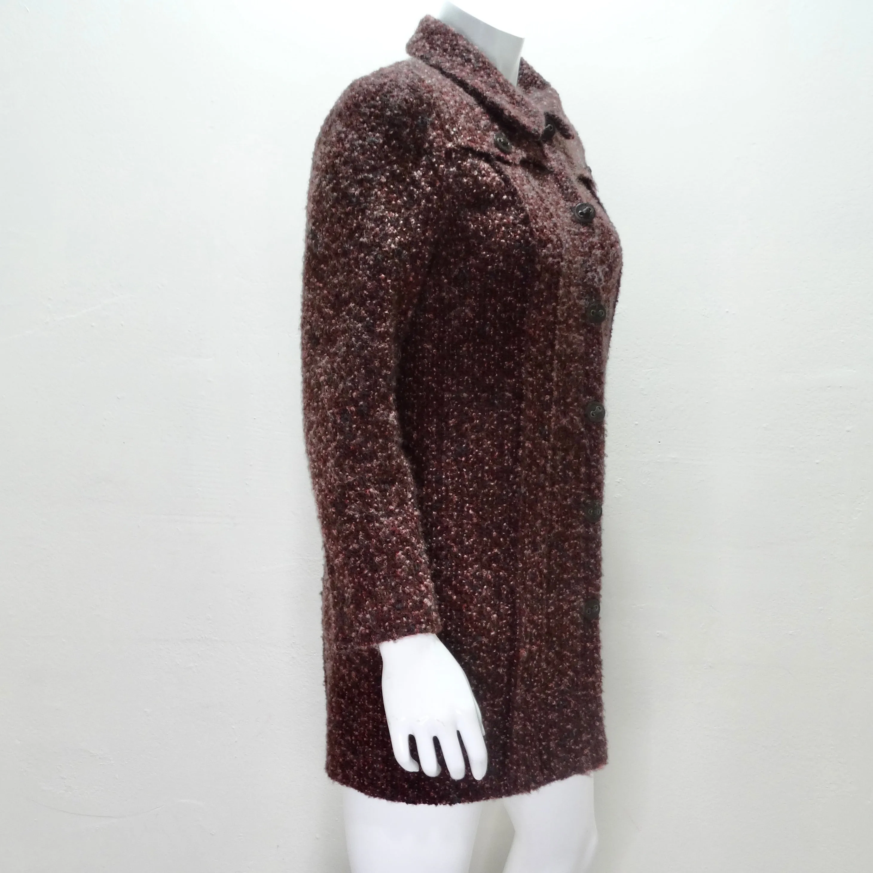 Chanel 2002 Burgundy Wool Tweed Blazer Dress