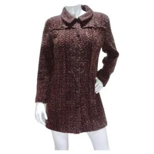Chanel 2002 Burgundy Wool Tweed Blazer Dress