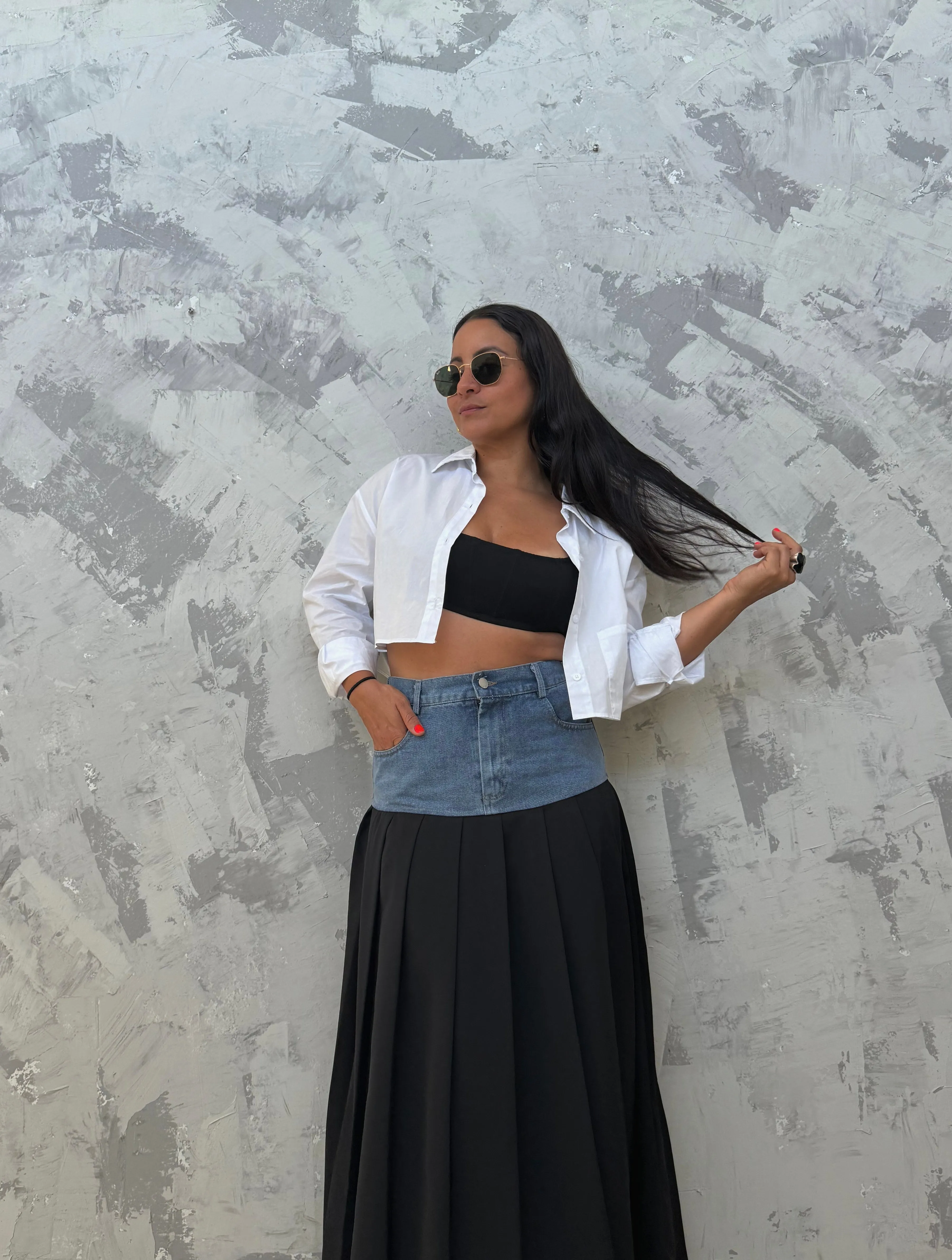 Denim Contrast Skirt