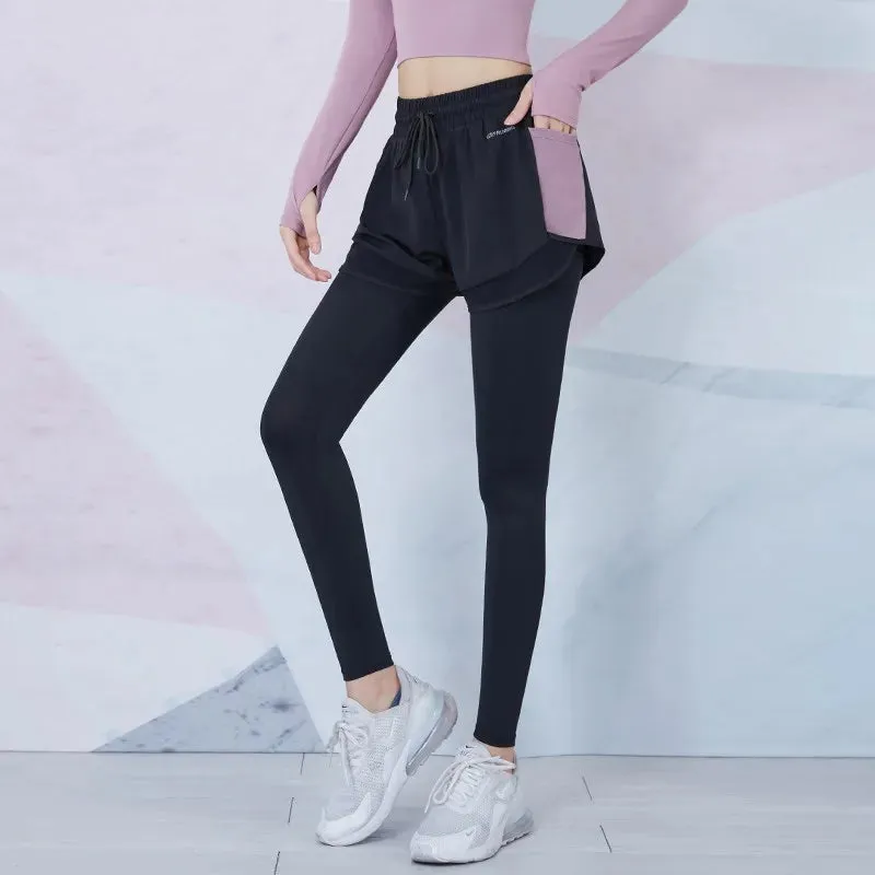 Elastic Waist Mesh 2 in 1 Gym Leggings Sweatpants