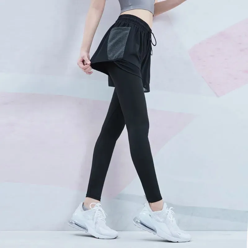 Elastic Waist Mesh 2 in 1 Gym Leggings Sweatpants
