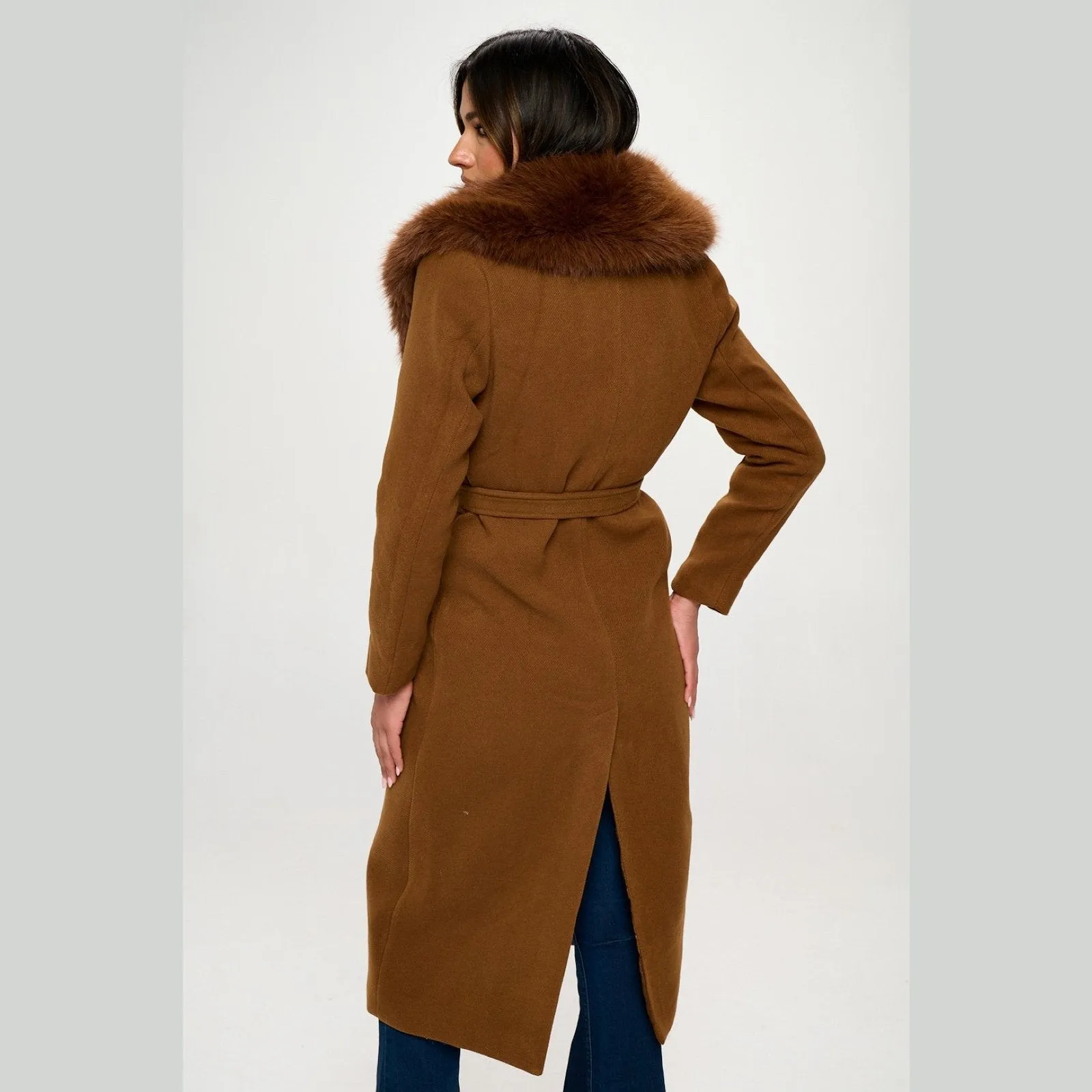 Ella Vegan Fur Lined Wool Coat