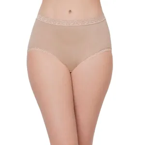 Feel Free Mid Waist Full Coverage Everyday Wear Brief Panty - Beige