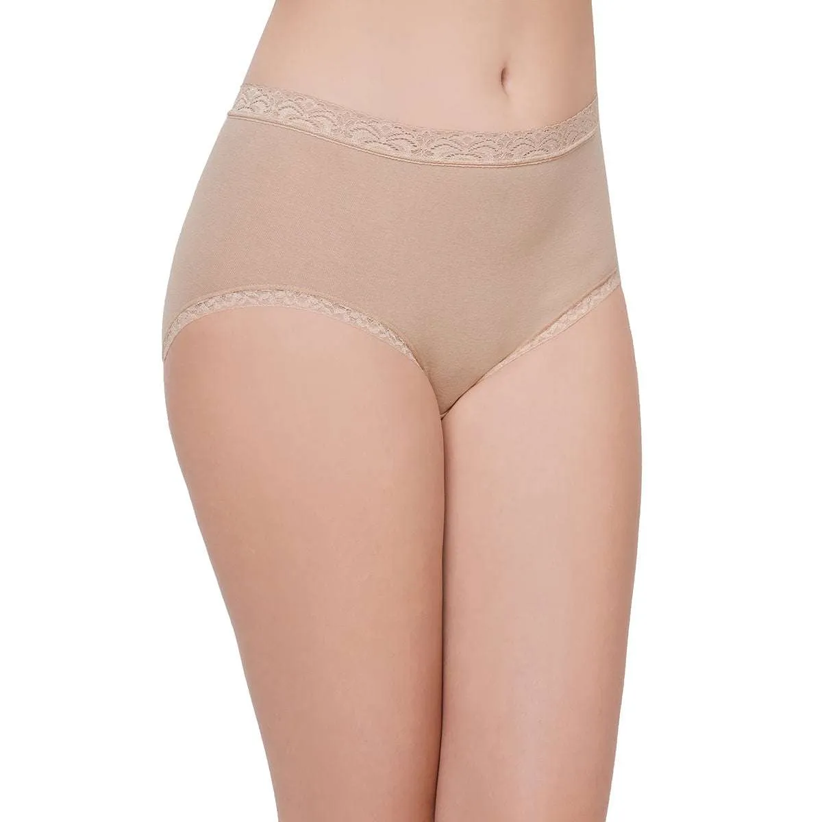 Feel Free Mid Waist Full Coverage Everyday Wear Brief Panty - Beige