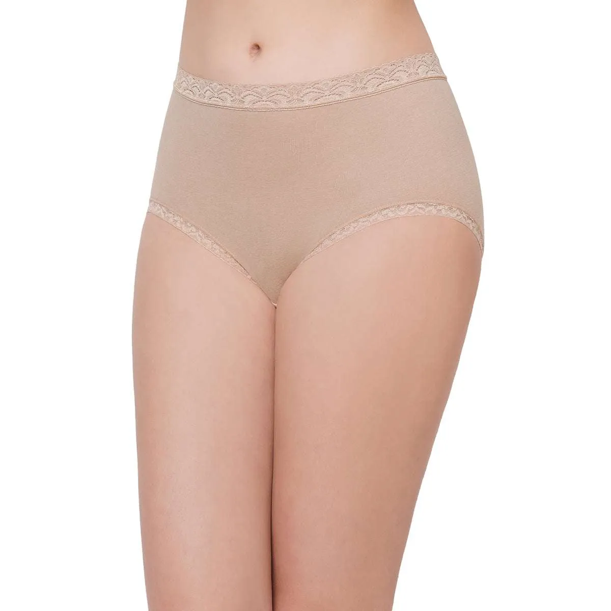 Feel Free Mid Waist Full Coverage Everyday Wear Brief Panty - Beige