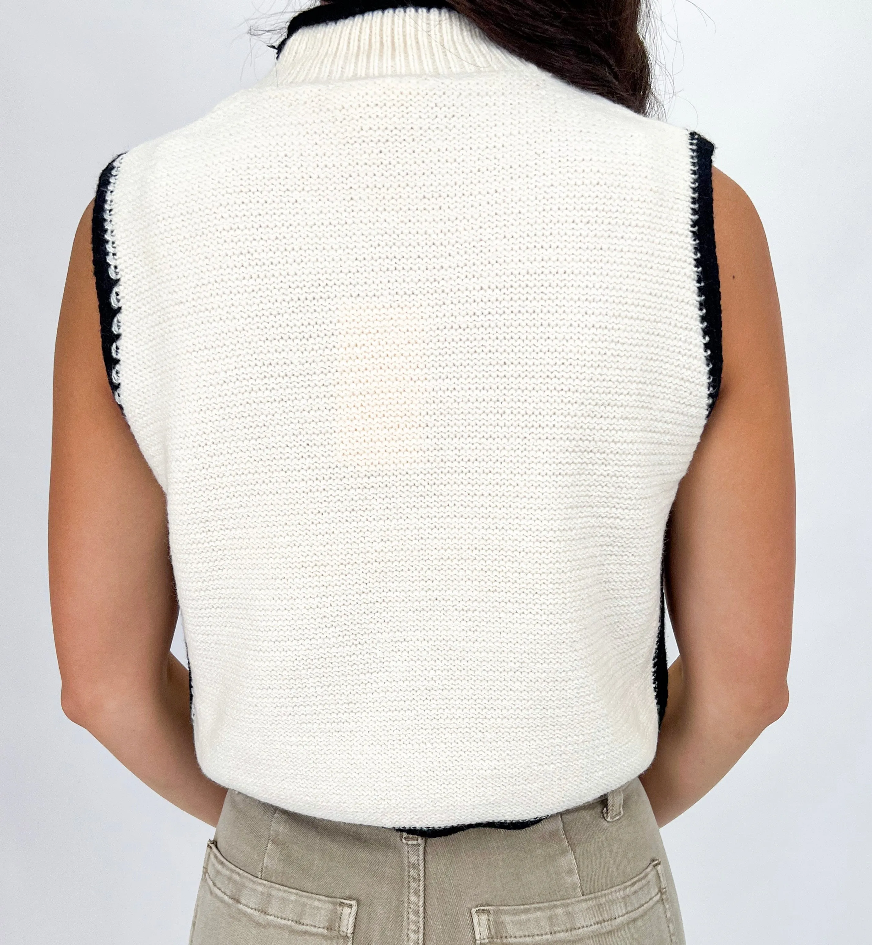 FOREVER DAYDREAMING ECRU TRIMMED SWEATER