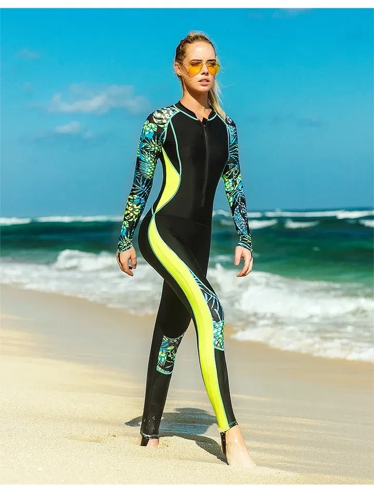 Full Body Rashguard Women Green&Black