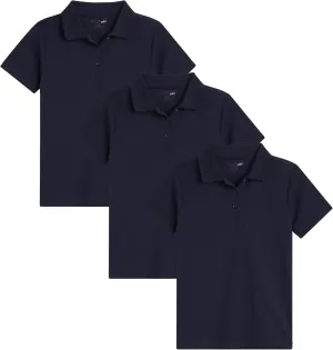Girls' School Uniform Polo Shirt - 3 Pack Short Sleeve Picot Collar Polo - Interlock Soft Polo for Girls (4-16)