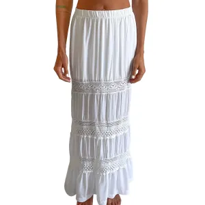 Guess Tiered White Maxi Skirt