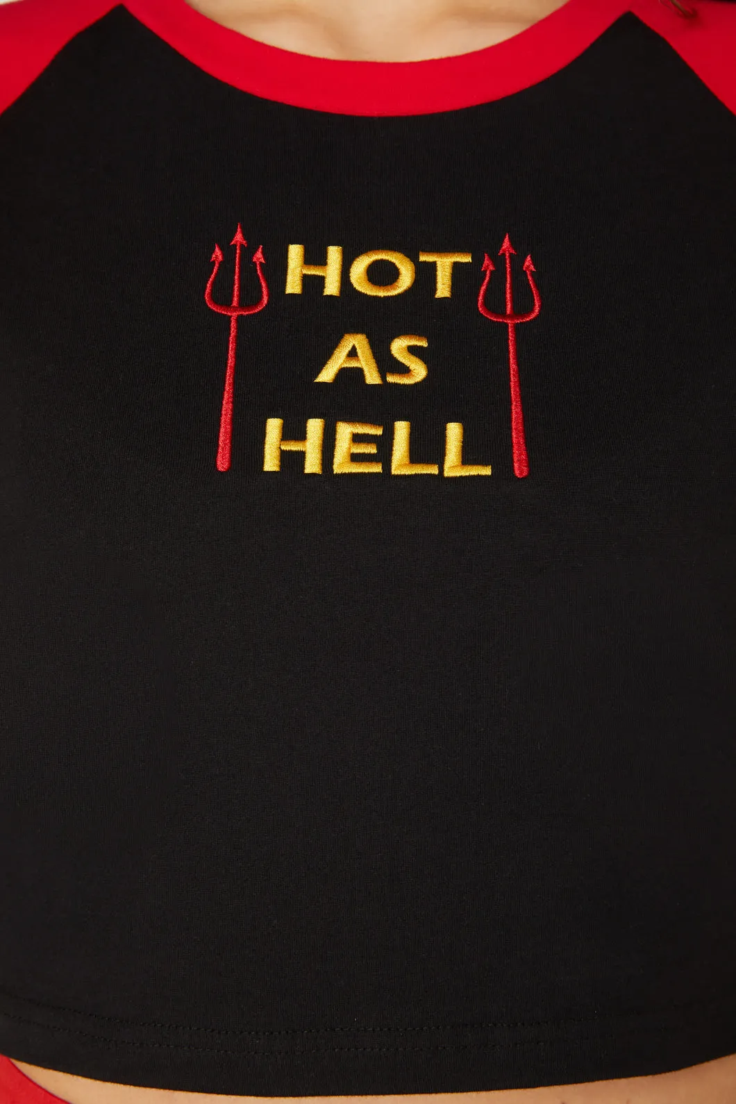 Hell Embroider Raglan Tee
