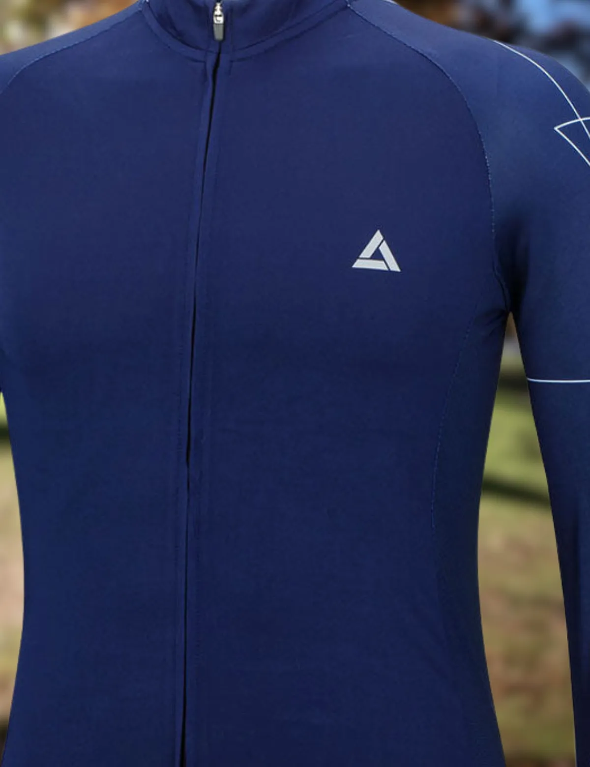 Herren Fahrradtrikot Langarm Pro Line Navy-Blau-Weiß Setprodukt