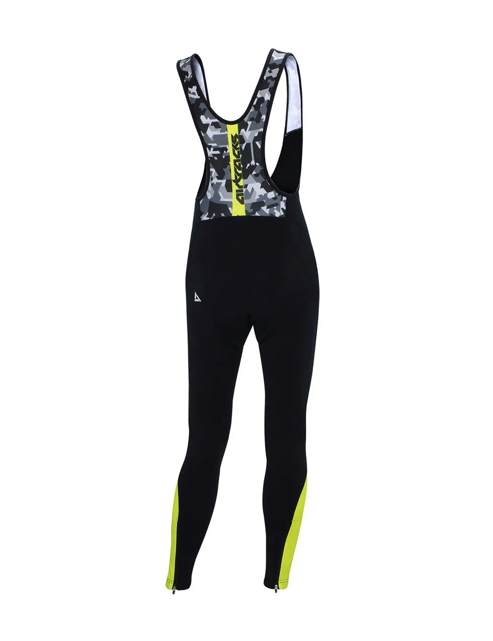 Herren Thermo Fahrradhose Lang Trägerhose Pro Team Schwarz-Neon-Weiß Setprodukt