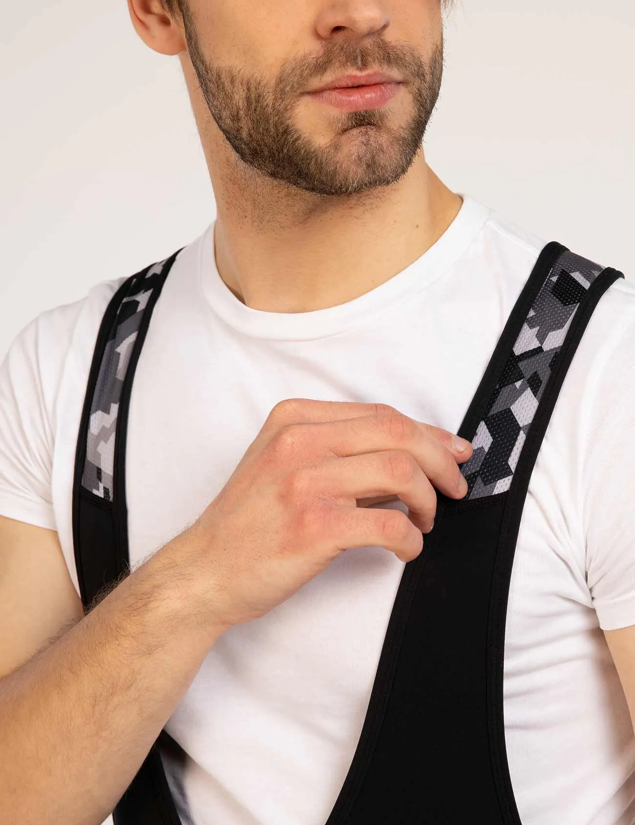Herren Thermo Fahrradhose Lang Trägerhose Pro Team Schwarz-Neon-Weiß Setprodukt