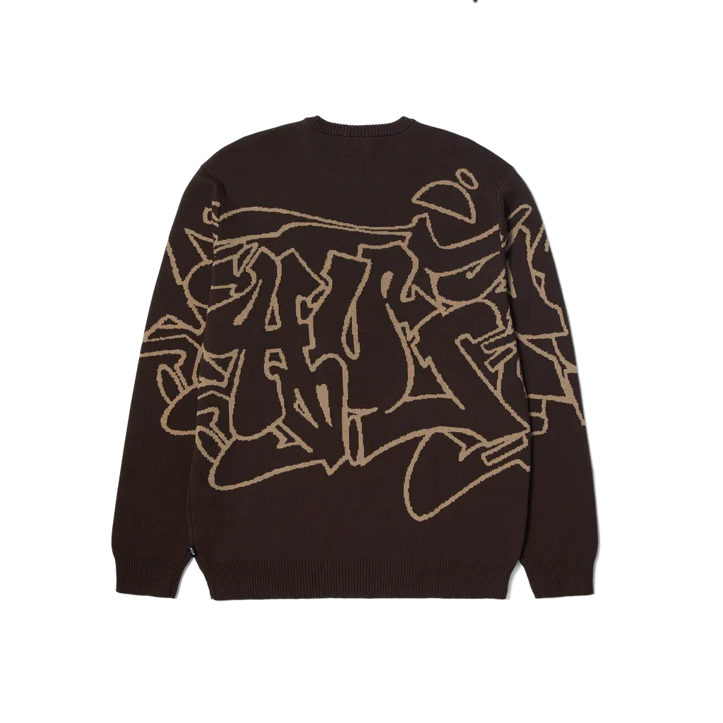 HUF Outlines Crewneck Sweater - Espresso